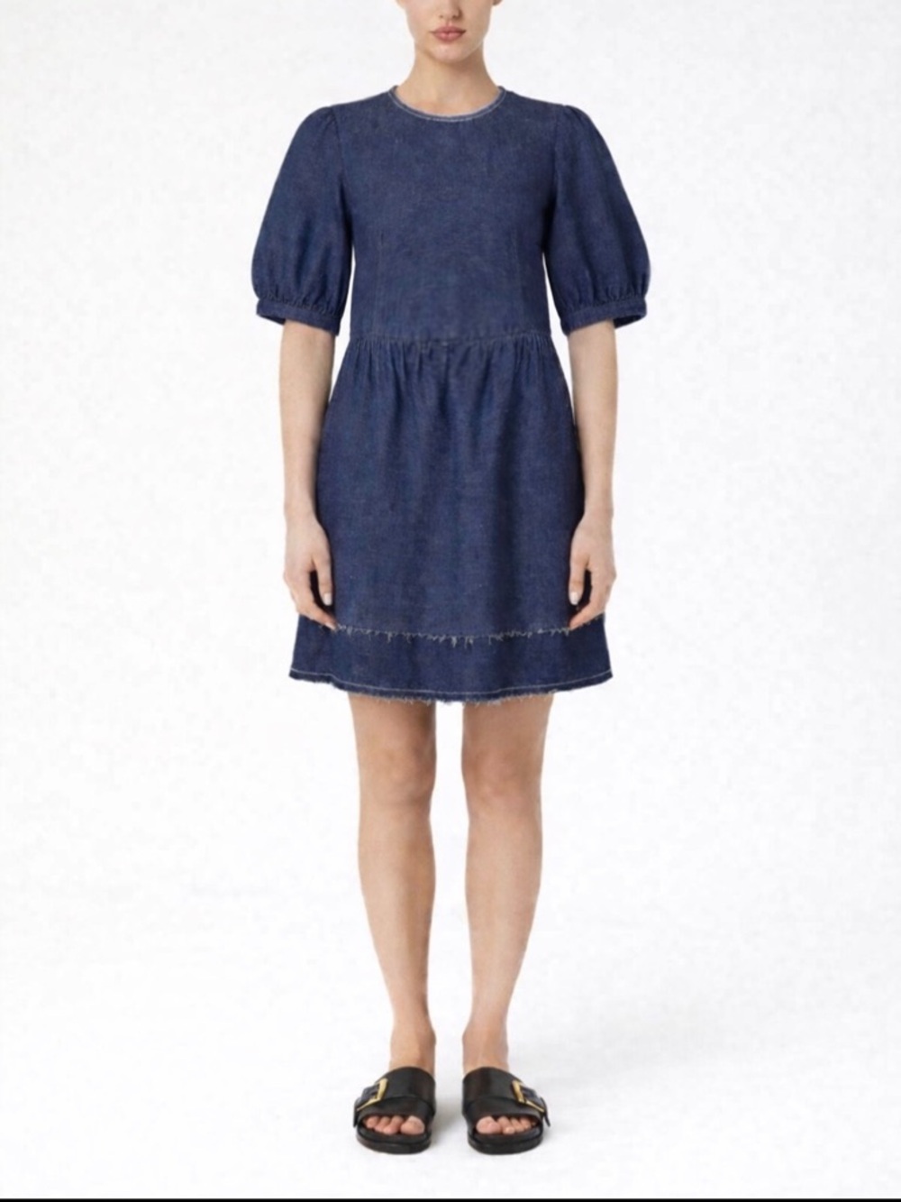 &daughter Esther Organic Cotton Hemp Raw Edge Denim Mini Dress UK8 | US4 - Picture 4 of 9